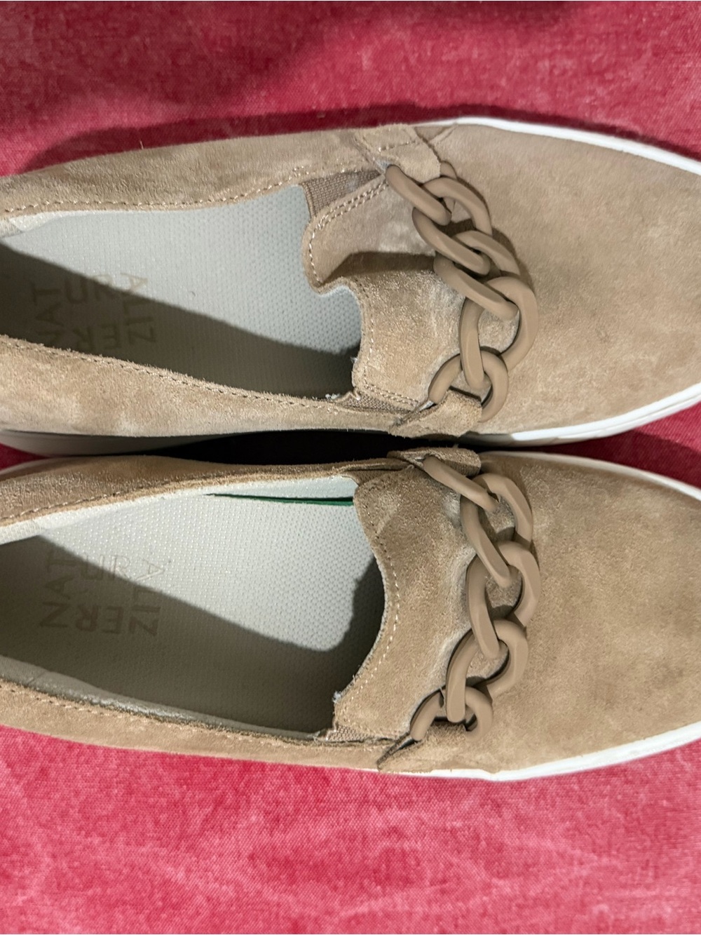 Naturalizer Women's Taupe Suede Slip-On Sneakers with Chain Trim